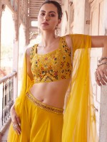 Yellow Pure Georgette Readymade Sharara Choli